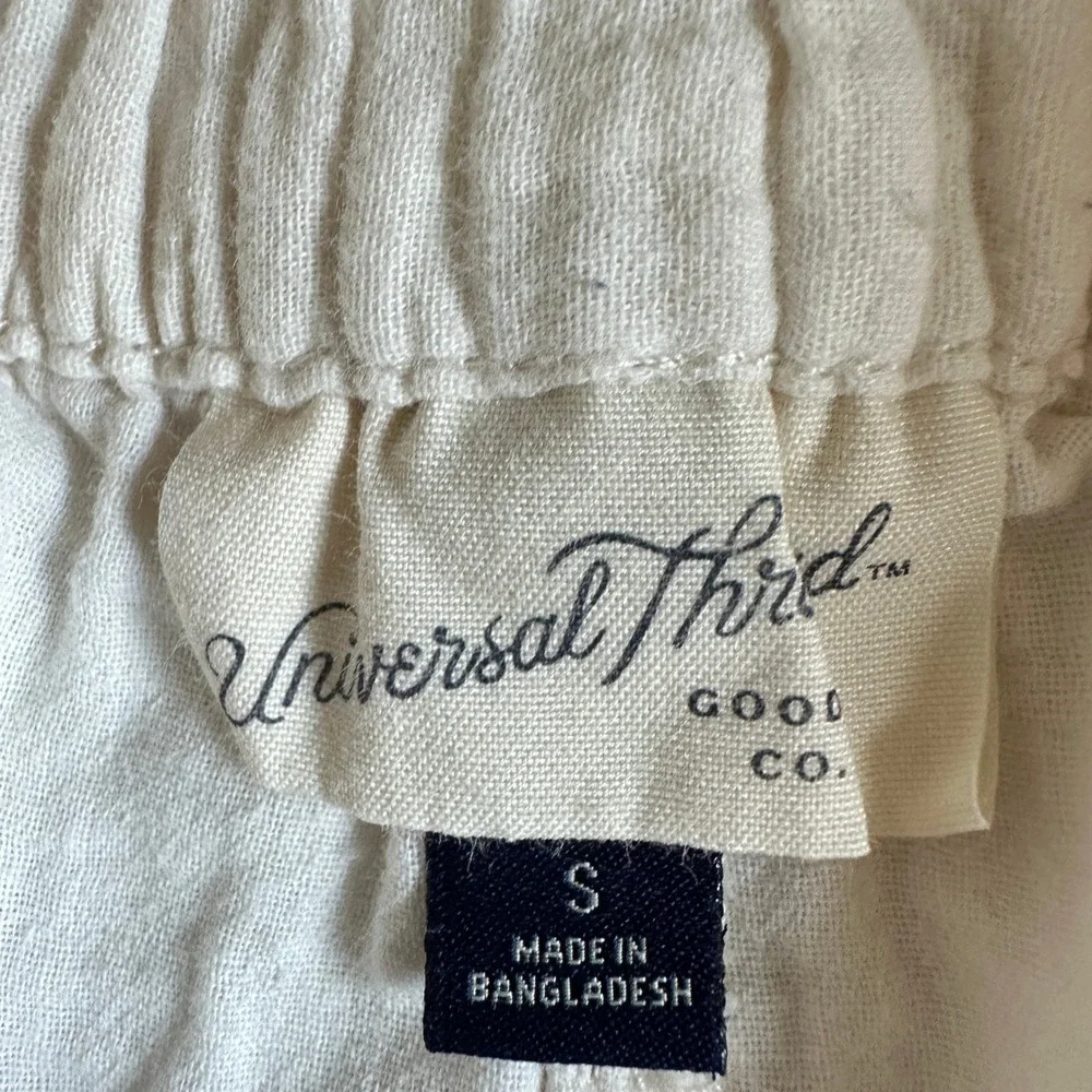 Universal Thread Short Beige Cotton Elastic Waist Casual Travel Beach Small - Picture 3 of 8